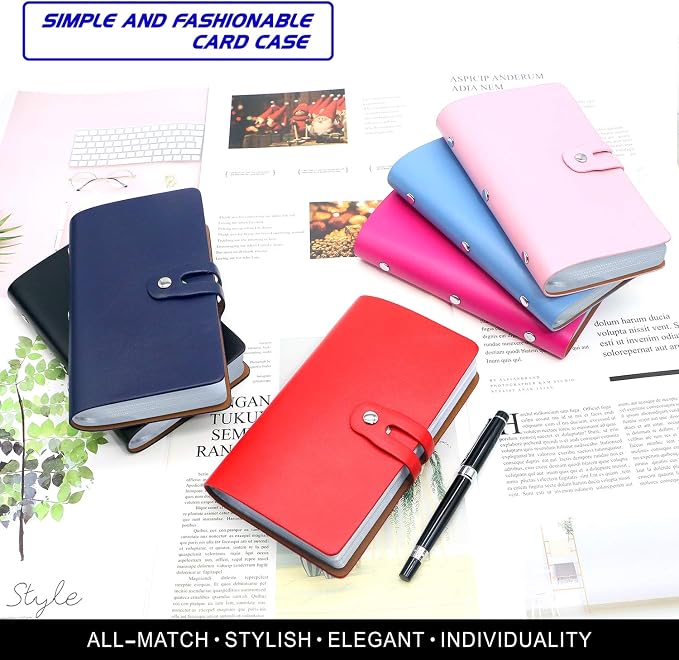 Padike RFID Credit Card Holder Business Card Organizer Business Card Holder, with 96 Card Slots Credit Card Protector for Managing Your Different Cards to Prevent Loss or Damage (Azure)