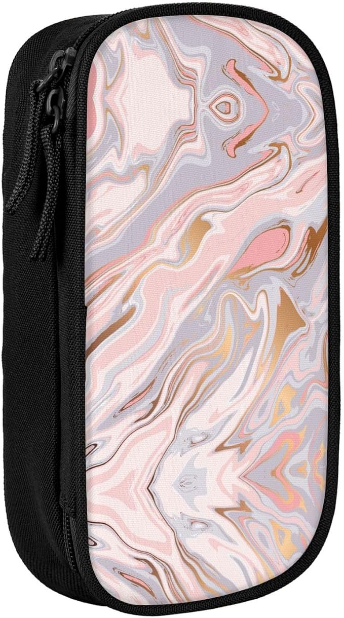 Perinsto Liquid Marble Texture Pencil Case Big Capacity Multi Compartment Stationery Box Pencil Pouch Holder Desk Organizer For School Office Home