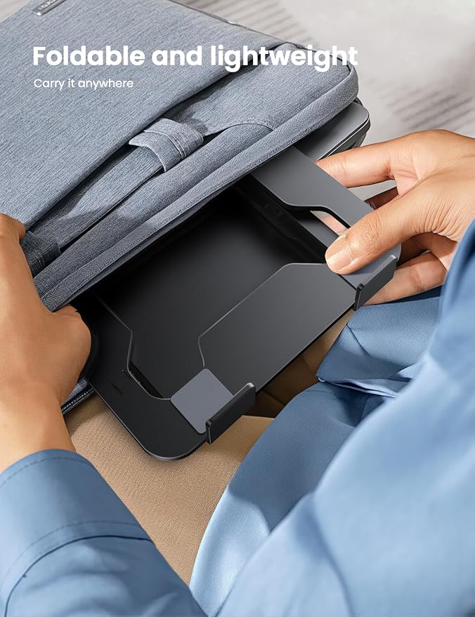 LOXP Adjustable Laptop Stand for Desk, Portable Airflow Laptop Riser Holder | Metal, Foldable, Ergonomic, Computer Notebook Stand Perfect for Home Desk, Office, Coffee Shops, Travel, 10-15.6" Laptops