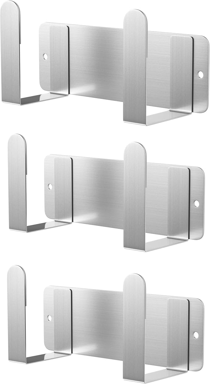 3 Pack Stainless Steel Wall Mounted Cutting Board Holder, Punch-Free Adhesive Pot Lid Organizer, Multifunctional Kitchen Storage Rack, Rustproof Heavy Duty