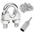 24 Pcs 3/8 inch Wire Rope Clips,Wire Rope Clamp,Cable Clamp | 304 Stainless Steel Smooth Rods for Industry, Metal Working Hobbies and DIY Craft