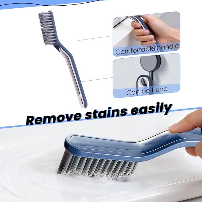 6pcs Crevice Cleaning Brush Multifunctional Hard Bristle Grout Cleaner Brush Crevice Cleaning Tools Bathroom Cleaning Brush with Clip,Kitchen Brush for Household, Kitchen, Window, Sink, Toilet, Grout