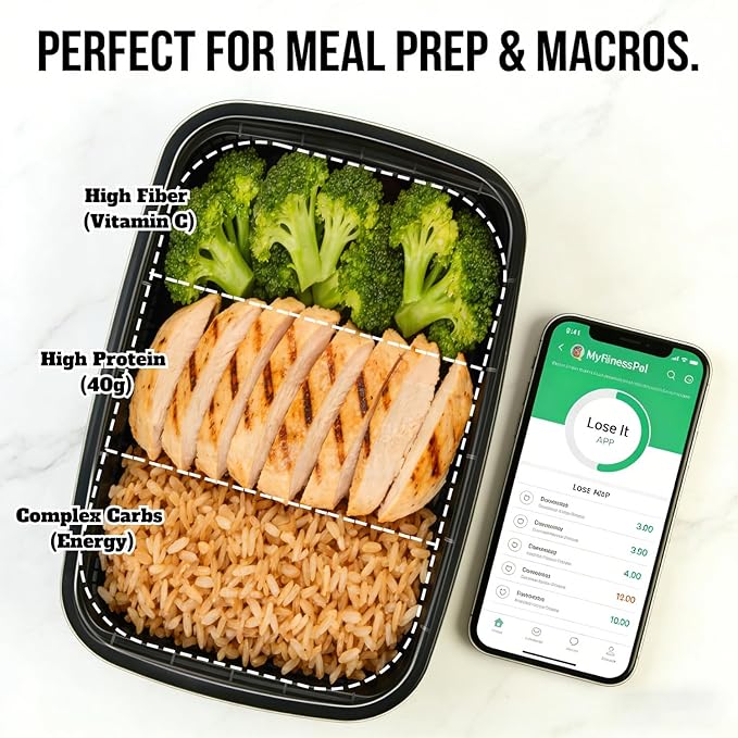 KUMD 50 Pack(100 Pieces) 32 oz Meal Prep Containers with Lids, Leakproof Food Storage Containers for Adult Office Lunch, Gym, Fitness & Bulk Food Prep, Microwave & Freezer Safe Reusable Plastic Tubs