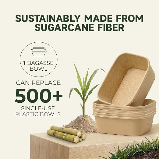 TOPtoper 50 Pack 30 OZ Disposable Meal Prep Containers with Lids and Forks, Large Kraft Paper Bowls for Party, Disposable Food Containers with Lids, Freezer and Microwave Safe Meal Prep Containers