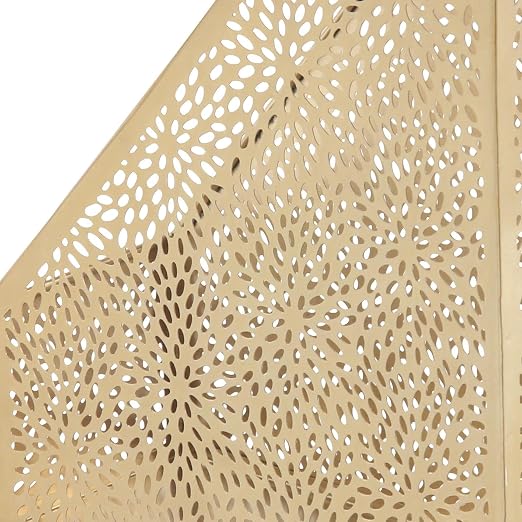 CosmoLiving by Cosmopolitan Metal Single Slot Magazine Holder with Laser Carved Floral Design, 5" x 10" x 12", Gold | Decorative Floral Magazine Rack Single Slot With Laser Carved Design File Holder