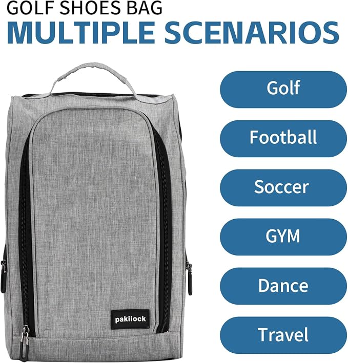 Golf Shoe Bag Zippered travel sport shoe bags With Mesh Ventilation, large back pocket and side pocket for men women