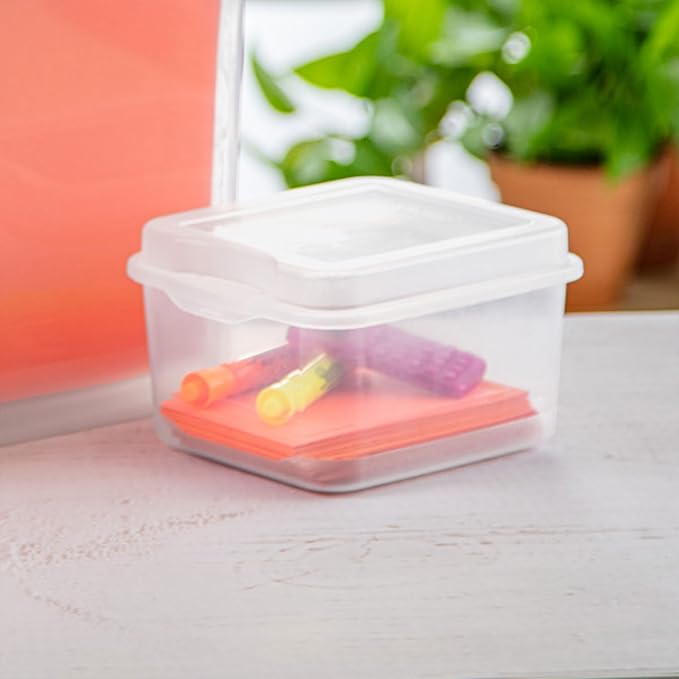 Sterilite 18038612 Small Flip Top Storage Box (24) | Bin with Hinged Lid, Stackable Multipurpose Organizer for Art & Craft Supplies, Accessories, Photos & CDs, Home or Office Use