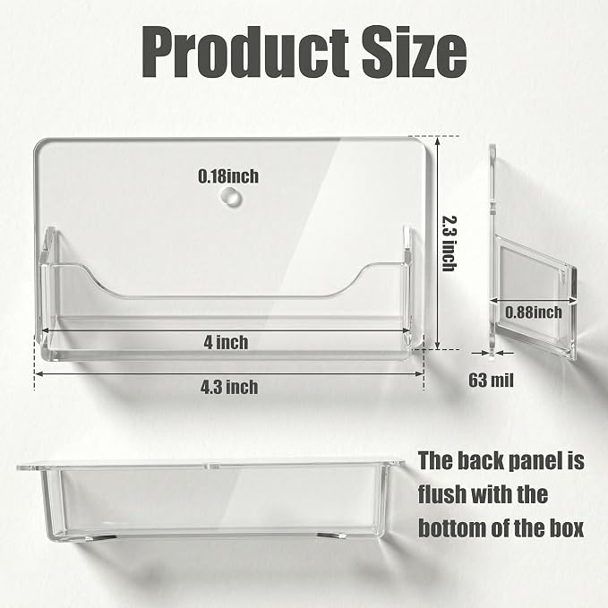 Wesiti 24 Pcs Wall Mount Business Card Holder Clear Acrylic Fit 40-50