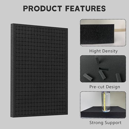 Pick and Pluck Foam Sheets, 2Pcs 16 x 12 x 1 Inch Pick Apart Foam Padding for Camera Storage, Crafts, Tool Box, Storage Drawer