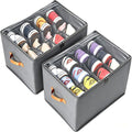 Shoe Organizer for Closet, 2 Pack Shoe Organizer with Clear Cover, Closet Shoe Storage Containers, Foldable Storage Bins for Shoes, Fits 12-24 Pairs, Grey
