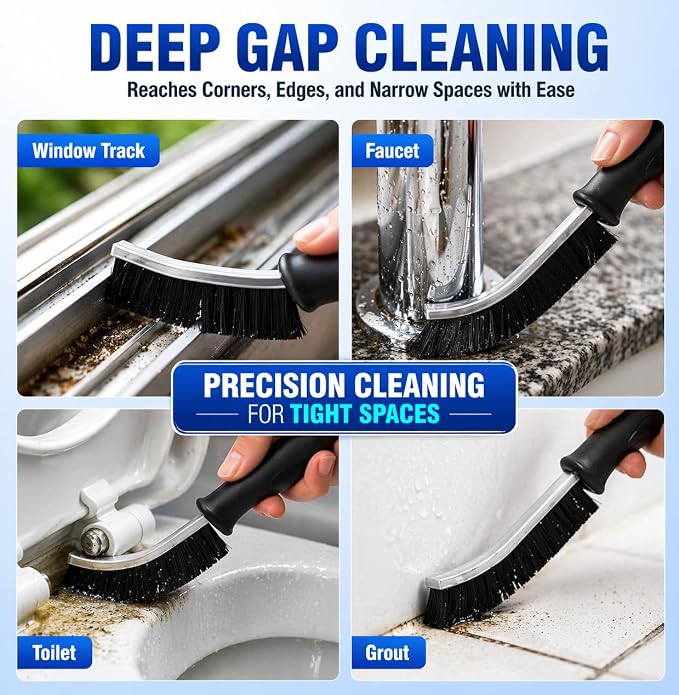 Cadley Cleaning Brush Set of 6, Cleaning Brushes for Household Use, Grout Cleaner Brush with Long Handle, Gap Cleaning Tool, Hard Bristle Brushes for Bathroom, Kitchen & Home Essentials