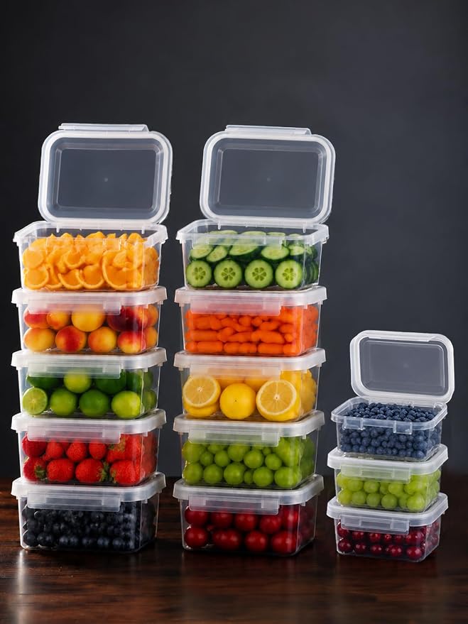 LivLab Mker 13 Sets Food Storage Containers with Lids - Reusable Meal Prep Containers Bpa-Free Freezer Lunch Boxes for Leftovers, Snack, Fruits, Salad (10 Large + 3 Small)