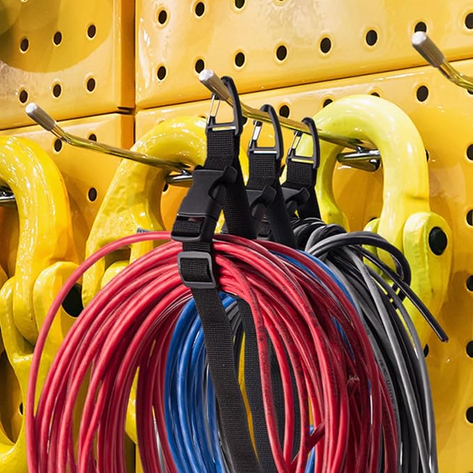 30 Pack 17 Inch Adjustable Extension Cord Holder Organizer with Triangle Clips for Garage Organization and Storage Heavy Duty Extension Cord Hanger for Men Workshop (Black)