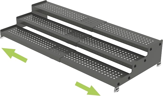 Jojocross Metal Spice Rack Organizer for Cabinet, 3 Tier Expandable Spice Storage Shelf, Great for Kitchen Cabinets, Cupboard,Pantry and Countertop More,Metal Plate with Hole(1PACK/Gun-Grey)