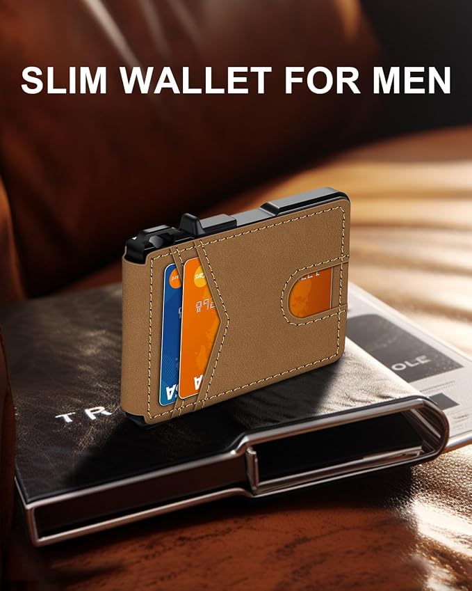 Wallet for Mens Minimalist Wallet 9-13 Cards RFID Blocking Slim Wallet | Money Clip & ID Window, Compact Smart Pop Up Card Wallet, Metal Aluminum Credit Card Holder Wallet, Birthady Gifts for Men
