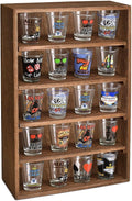 Ikee Design Wooden Wall-Mounted Display Shelves Rack for Collectibles-Figures,Shot Glasses,Spice Can,Cosmetics or Perfume-5 Adjustable Height Shelves,Space-Saving- Brown Color