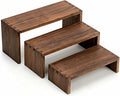 3-Tier Wooden Display Risers, Tiered Display Stand, Shelf Risers for Table Display, Small Wood Display Shelf (1, Cranberry)