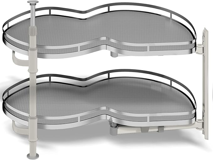 Blind Corner Cabinet Pull Out Organizer, Soft Close Swing Right Pull Out Cabinet Organizer 36inch, Corner Cabinet Lazy Susan for Corner Cabinet Blind Shelf, 2 Tiers Tray, Adjustable Height