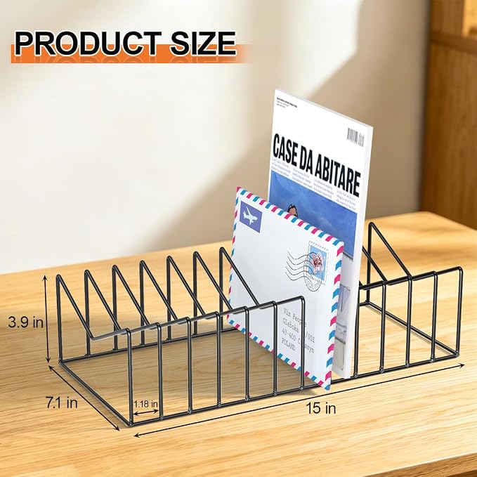 4 Sets 12 Sections Metal Desk Organizer,Office File Holder for Clipboard,Manila Folder,Book & Magazine, Iron Desktop Storage for Kitchen Utensil & Cable,Home Office Organization