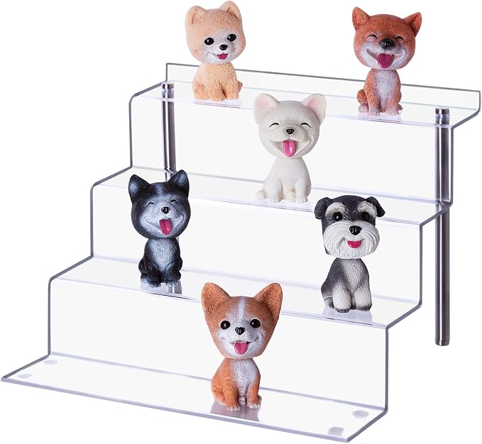 12 x 9 in Acrylic Display Risers Shelf for Pops Figures, Clear 4-Step Display Stand for Display Or Collection (Large - 1 Pack)