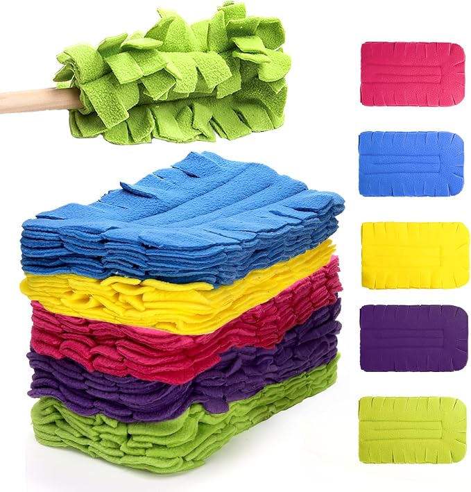 WRINGKIT 15 Pieces Reusable Duster Refill, 360° Heavy Duty Fleece Duster Pads Refills, Washable Hand Dusters Pads for Cleaning Ceiling, Fan Hardwoods Window Kitchen Floor