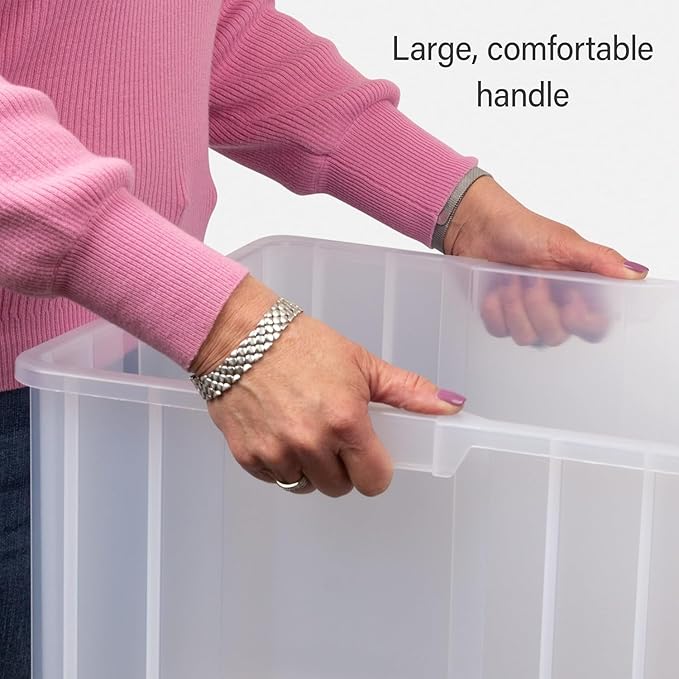 Akro-Mils 13017 Stak-N-Store Heavy Duty Stackable Open Front Plastic Storage Container Bin, (15" x 20" x 12-1/2"), Clear, (3-Pack)