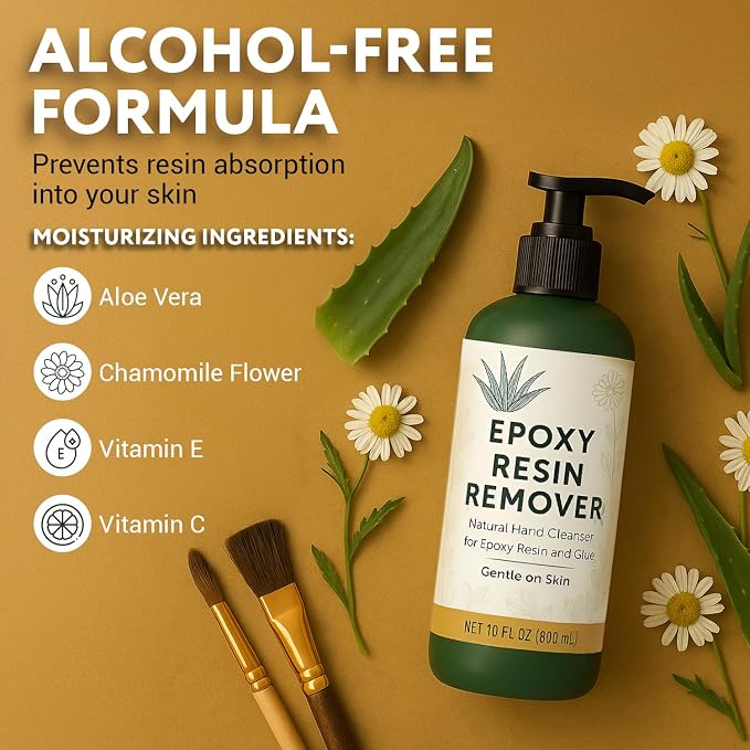 [10oz] Epoxy Resin Cleaner/Remover - Natural Hand Cleaner, Gentle & Moisturizing, For Artists & Resiners, Magically Removes Uncured Resin, Glue, & Paint from Skin, Tools, Molds, Work Surfaces, & More