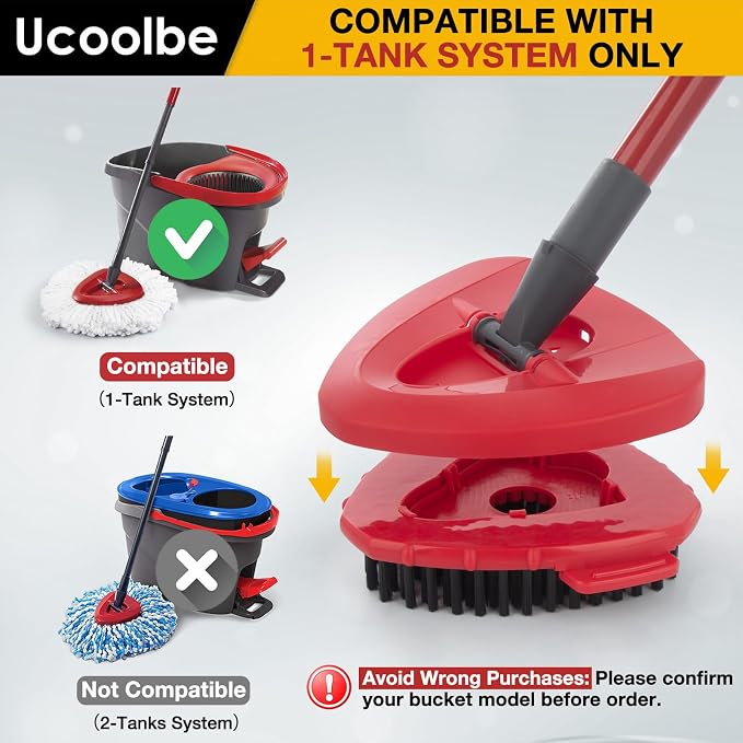 Scrub Brush Head for O-Cedar EasyWring 1-Tank Mop Brush, Stiff Bristle | 2 Scrub brush attachment only; not for RinseClean. Dense stiff nylon bristles scrub tile, grout, concrete,windows & walls.