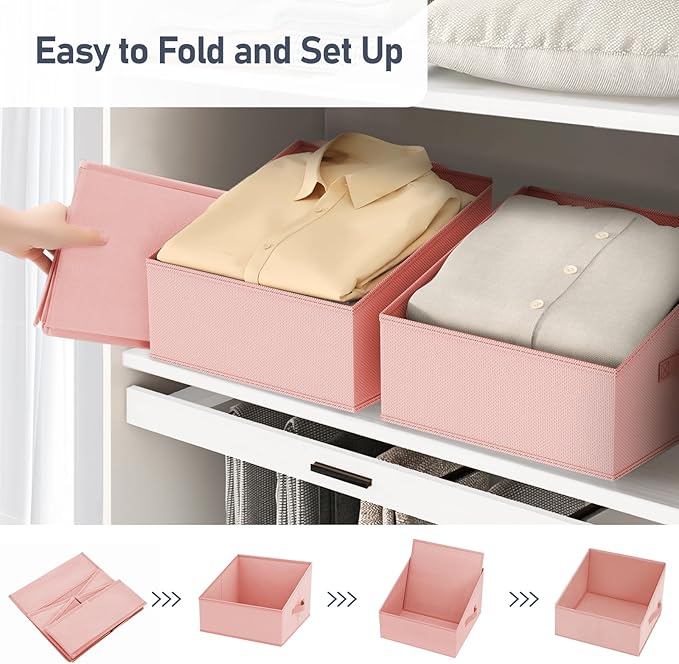 DIMJ Closet Storage Bins 10 Pack - Fabric Storage Baskets for Shelves, Collapsible Clothes Organizer with Handles, Trapezoid Shelf Organization Storage Cubes for Purse, Toys, Books, Towel, Clothes