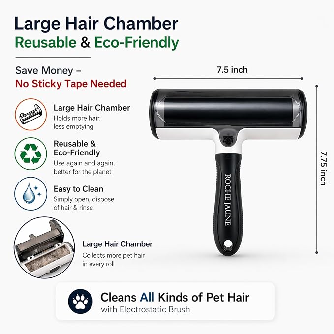 Pet Hair Remover Roller, Reusable Lint Roller for Pet Hair, Cat & Dog Hair Remover for Furniture, Couch, Carpet, Car, Bedding and Clothes, Portable Eco-Friendly Fur Remover