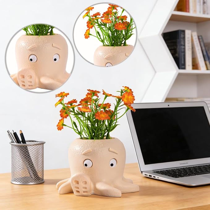 Octopus Pen Holder for Desk, Cute TPR Pencil Cup & Flower Pot, Holds 10 Pens, Drop-Resistant Desk Organizer for Kids Office Home, Creative Gift for Ocean Lovers