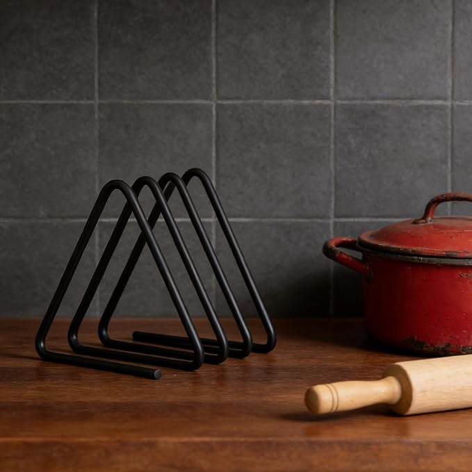 SHINEOFI Cutting Board Holder Cutting Board Organizer Triangle Rack Black Metal Chopping Sheet Holder Counter Stand for Cabinet Countertop Shelf,3. 93 X 3. 93 X 3. 54 Inch