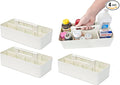 -Large Portable Caddy, DIY Dividers, 8 Compartments, School Office Supplies Home Business Organizer,Portable Basket with Handle Storage Organizer Modern Made in USA (4 PACK, Ivory)