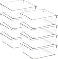 8 Pack Drawer Organizer - 6" X 6" Clear Acrylic Storage Bins with Non-Slip Pads, Versatile Desk Tray for Makeup, Jewelry, Kitchen, Bathroom, and Office Organization