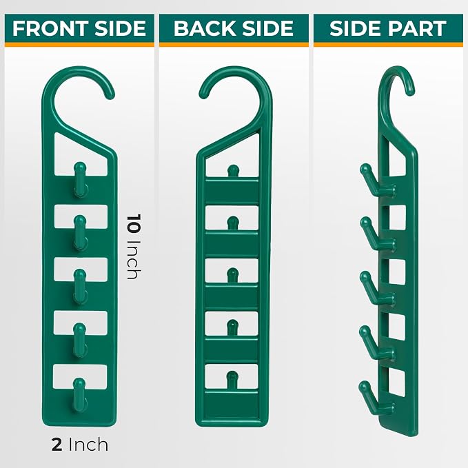 CraftyCrocodile Space Saving Hangers for Clothes - 2 in Pack, Heavy Duty Plastic, Multi Closet Space Savers for Shirts, Pants, Jeans, Sweaters - Hanger Organizer Space Saver