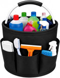 UFORU Cleaning Caddy with Handle, 17L Foldable Organizer with 6 Pockets | 600D Oxford Fabric, Durable, Waterproof, Large Capacity, Space-Saving Foldable, Multi Cleaning Bucket Bag for Home, Garden