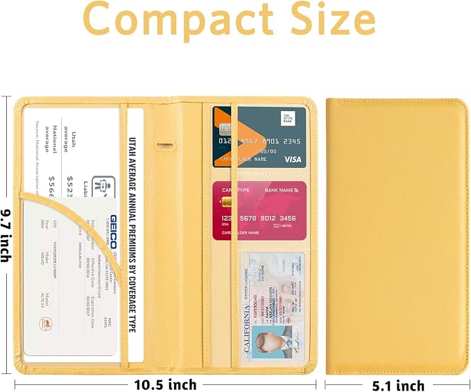 CoBak Car Registration and Insurance Holder | Vehicle Glove Box Organizer, Auto Truck Compartment Document Case with Magnetic Closure for Insurance & Driver License