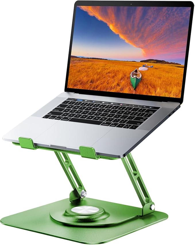 JOYEKY Laptop Stand for Desk, Adjustable Computer Stand with 360° Rotating Base, Ergonomic Laptop Riser for Collaborative Work, Foldable & Portable Laptop Stand, fits for All 10-16" Laptops