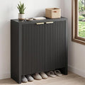 Shoe Cabinet, 5-Tier and 3 doors Shoe Storage Cabinets with Fluted Doors and Adjustable Shelves, Thickened Wood Freestanding for Entryway, Hallway, Closet, Organizer Rack, Natural Oak JBSC002BK