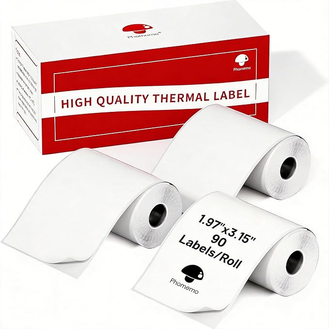 Phomemo Labels- 3 Rolls M110/M220/M221/M120/M200 Thermal Label Paper 1.97"x3.15"(50x80mm)- M110 Address Label Multipurpose Square Self-Adhesive Paper, Total of 270 PCS