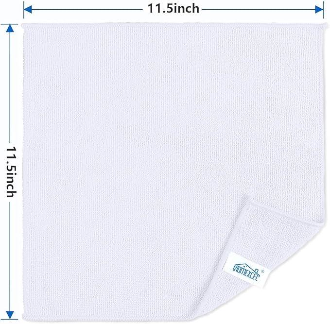 HOMEXCEL White Cleaning Rags 5 Pack, Highly Absorbent Microfiber Cleaning Cloth for Kitchen, Lint Free, Scratch-Free, Reusable Microfiber Towels for House, Window and Glass, Cars, 11.5 X11.5 inch