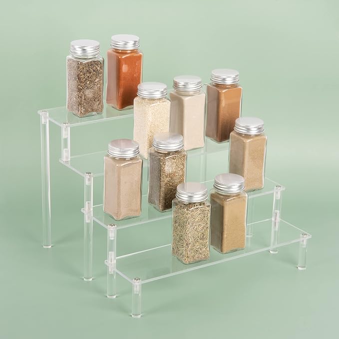 Acrylic Stands for Display,4 Tier Clear Cupcakes Perfumes Figurines Display Stand Risers Shelf for Decoration and Organizer