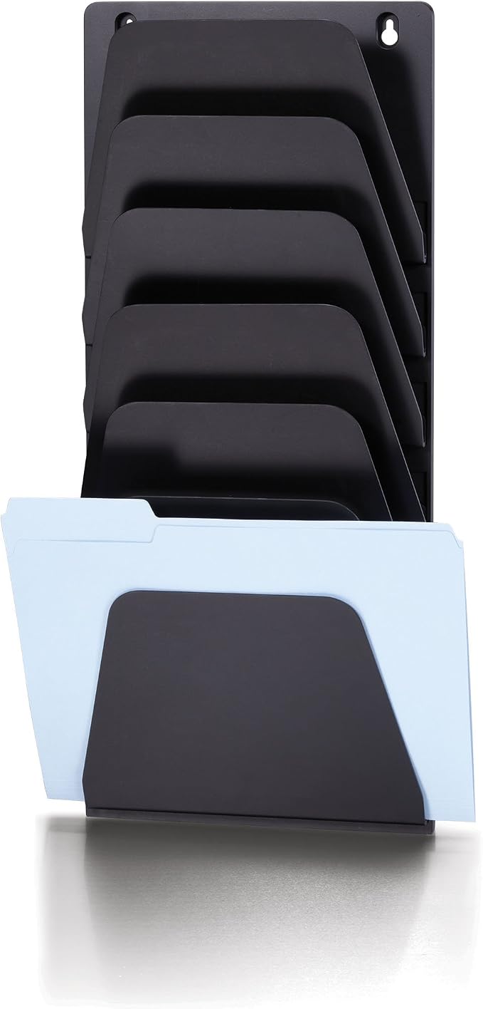 Officemate Wall File Holder, Letter/Legal, 7 Pockets, Black (21505)