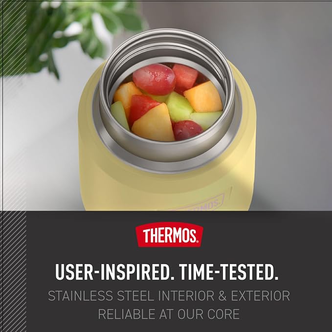 THERMOS ICON Stainless Steel Food Jar with Spoon, 12 Ounce, Yellow