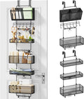 HapiRm Over Door Organizer Hanging - 6 Tier Over The Door Storage with Visual Pockets & Hooks, with 4 Metal Large Capacity Baskets for Bathroom Bedroom Kitchen Pantry Cabinet
