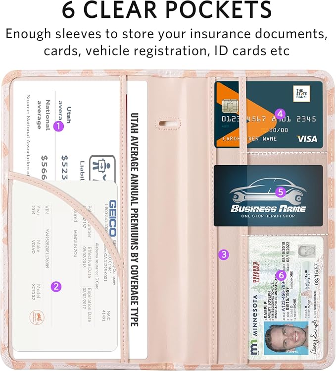 CoBak Car Registration and Insurance Holder | Vehicle Glove Box Organizer, Auto Truck Compartment Document Case with Magnetic Closure for Insurance & Driver License