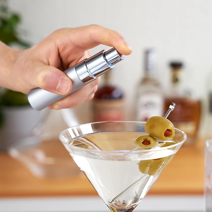 True Martini Atomizer Bar Mister – Spray Bottle for Gin & Vodka Martinis, Refillable Vermouth Spritzer for Bitters and Absinthe, Travel Perfume & Essential Oils Sprayer, Glass Canister with Funnel