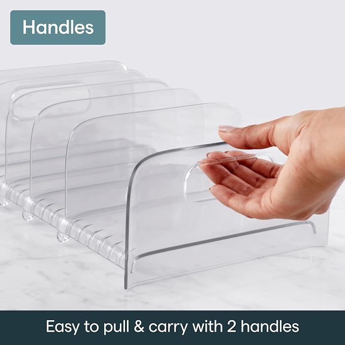 YouCopia FreezeUp Freezer Rack 12" BPA-Free Fridge Organizer with Adjustable Dividers and Handles for Frozen Food Box and Meal Storage, Clear