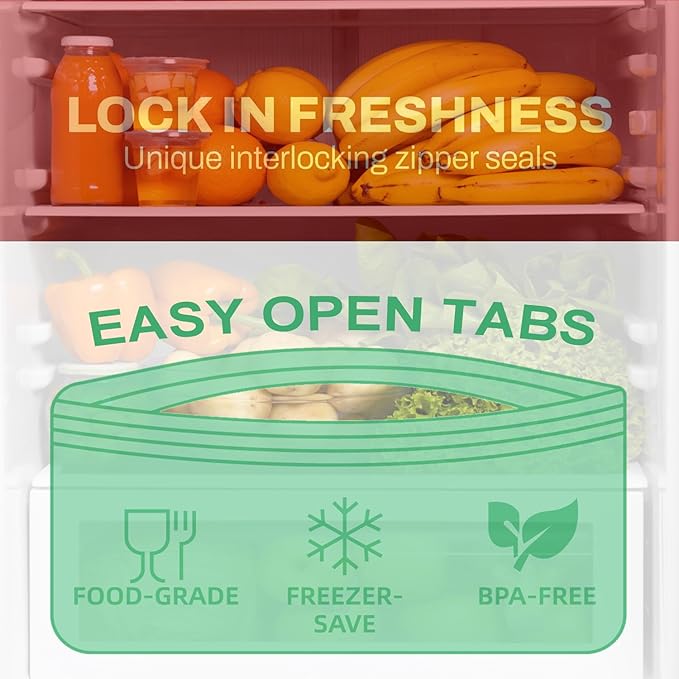 BEIDOU-PAC Compostable Gallon Food Storage Freezer Bags, 150 Count | 2 Mil | 10.5" * 10.7", Freshness Easy Open Biodegradable Eco-Friendly Reclosable Compost Zippper Bags