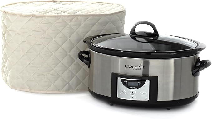 Covermates Keepsakes Slow Cooker Cover – Quilted Electric Appliance Protector for Kitchen Counter Storage – Dust & Stain Resistant – Washable Slip-On Design, Cream